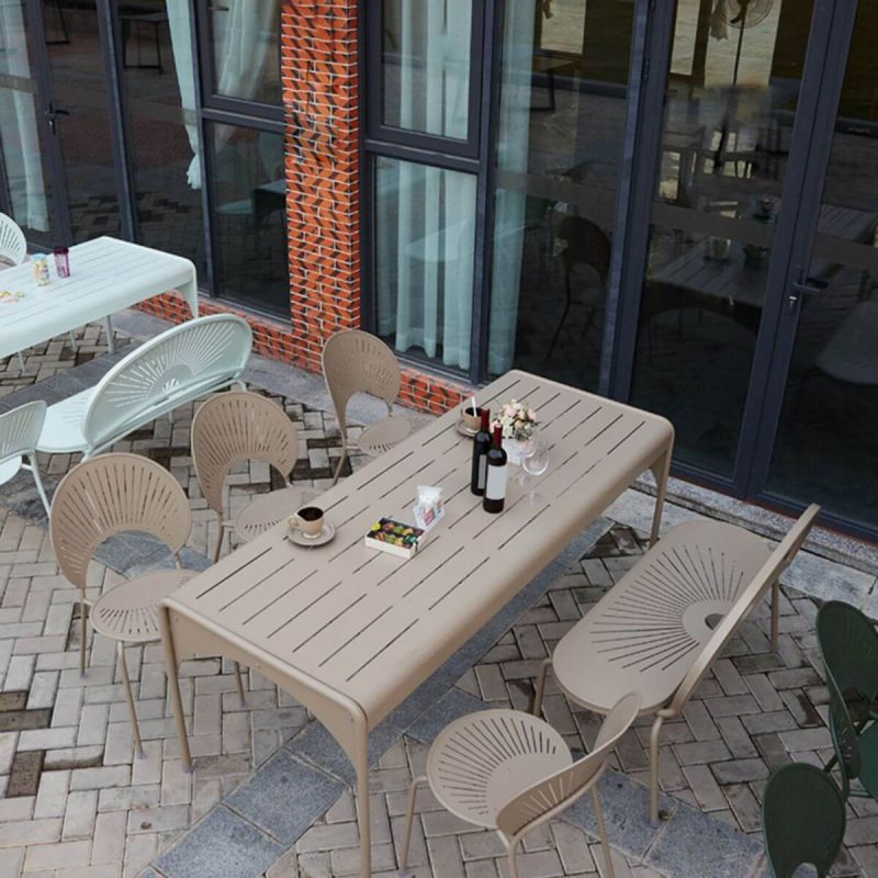 Rechteckiger Terrassentisch im zeitgenössischen Stil aus wasserbeständigem Aluminium - Grün 120 x 60 x 75 cm Nur Tisch