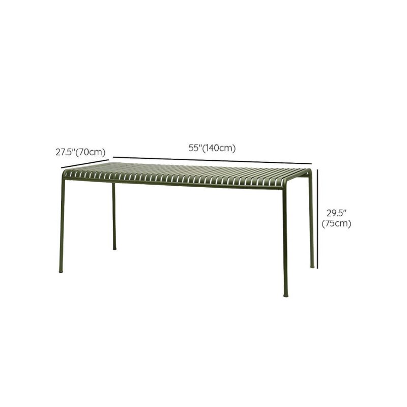 Dimension of Modern Iron Dining Table Outdoor Patio Table with Metal Frame - Table Only 55.1"L x 27.6"W x 29.5"H