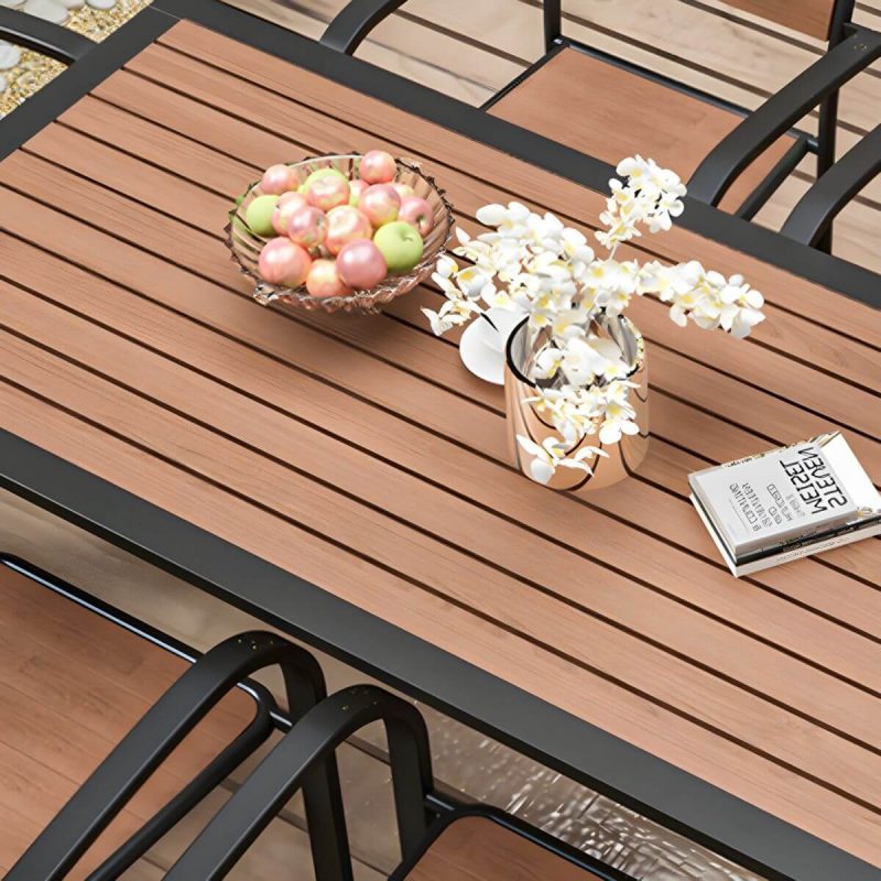 Zeitgenössischer Holz-Patio-Tisch wetterbeständig in rechteckiger/quadratischer Form - Blau 47,2"L x 23,6"B x 29,5"H Nur Tisch