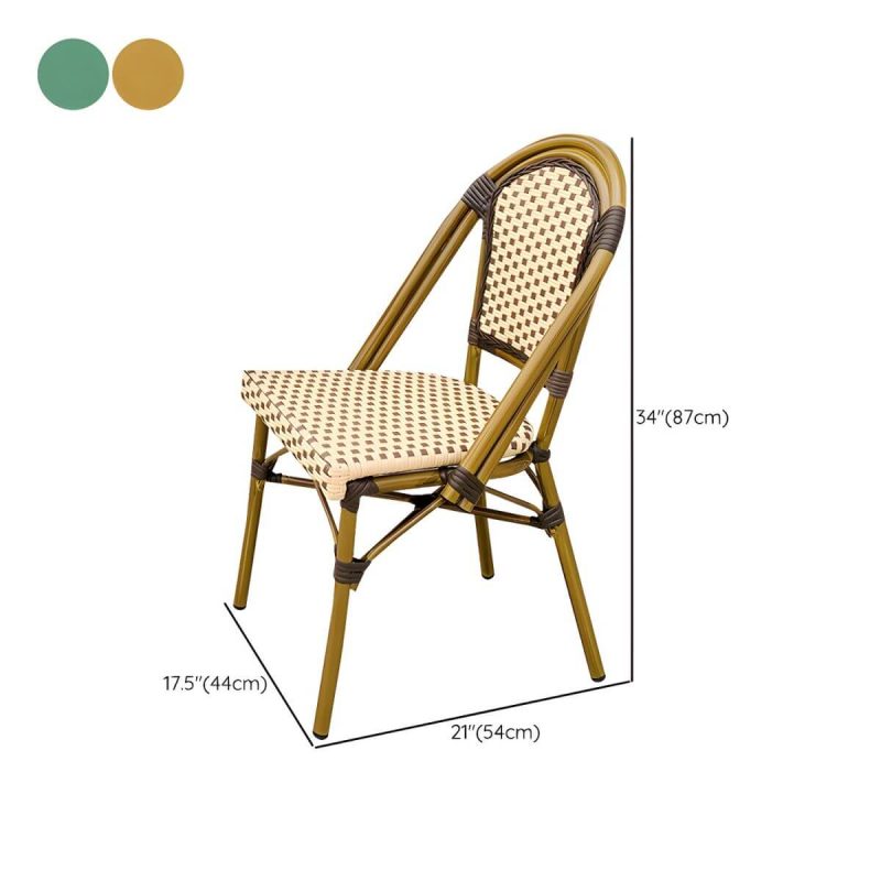 Dimension of 21" Wide Tropical Outdoor Chair Rattan Armles Dining Side Chair - Tan 2 Piece Set