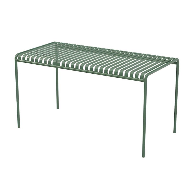 Moderner geometrischer wasserfester Hofeisentisch Gartentisch - Nur Tisch 47.2"L x 27.6"B x 29.5"H Grün