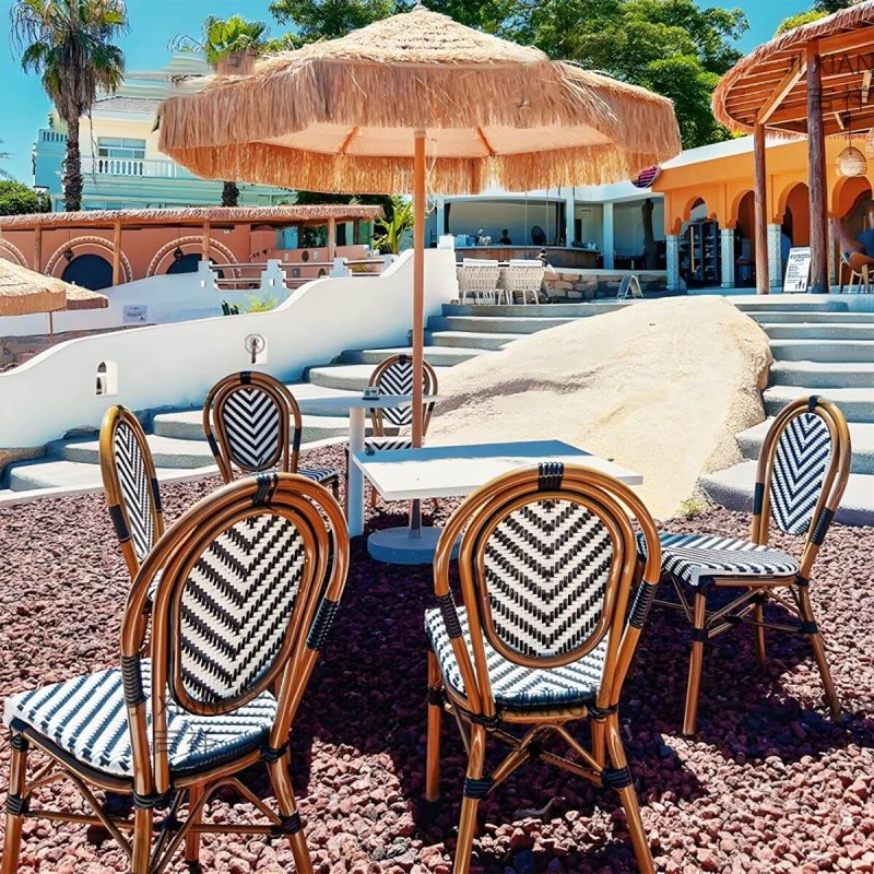 Moderner Stahl-Patio-Chattisch ohne Sonnenschirmloch für Outdoor-Treffen - Nur Tisch Weiß Quadratisch Metall