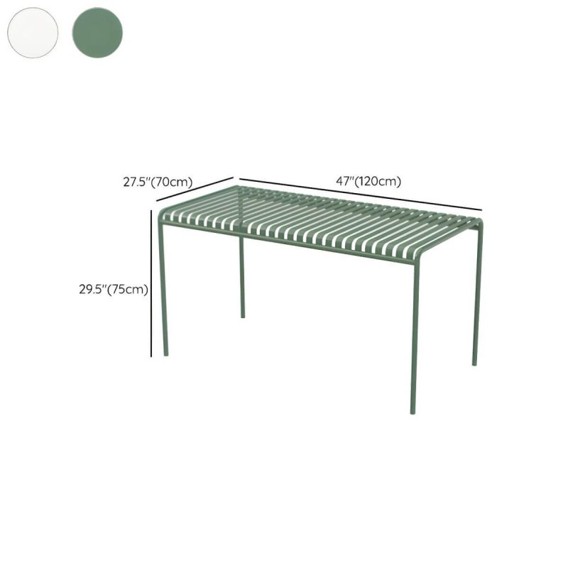 Dimension of Moderner geometrischer wasserfester Hofeisentisch Gartentisch - Nur Tisch 47.2"L x 27.6"B x 29.5"H Weiß