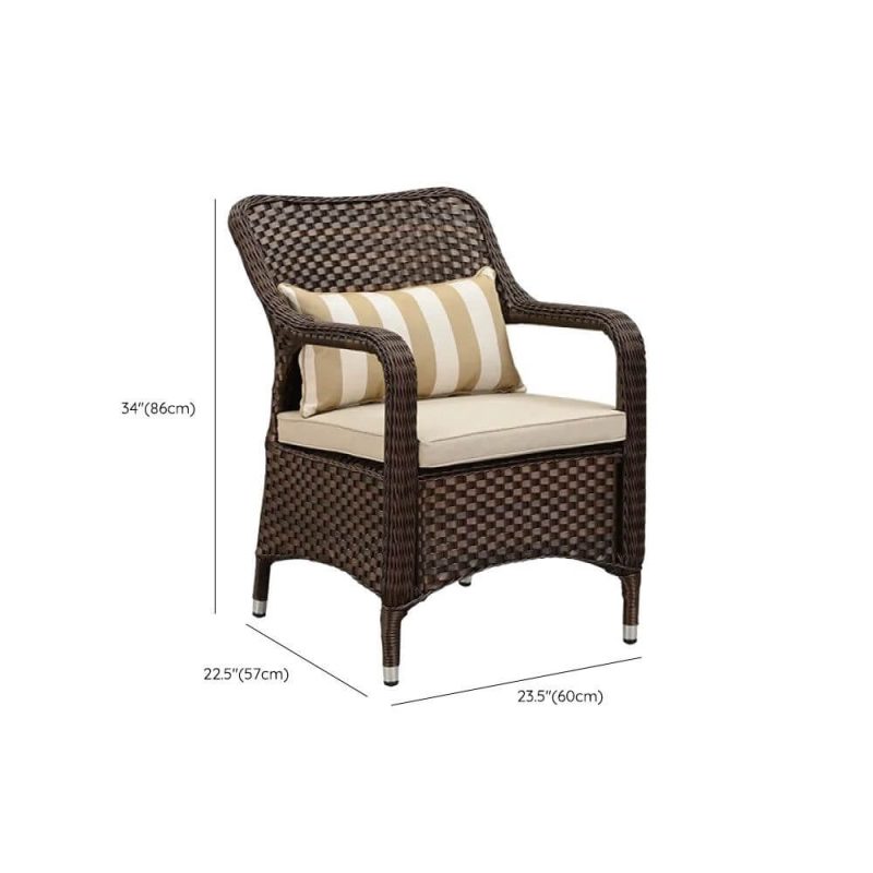 Dimension of Tropical Aluminium Metal Patio Arm Chair with Oatmeal Upholstery and Cushions, 2 Chairs Set, 2 Piece Set, 24"L x 22"W x 34"H