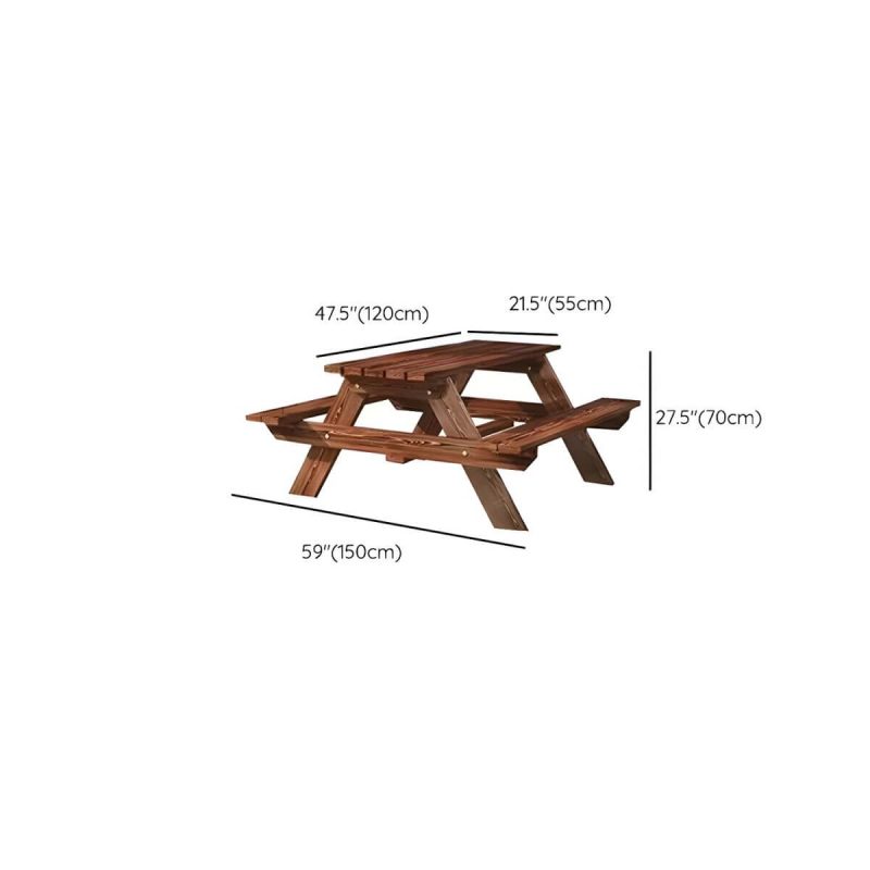 Dimension of Farmhouse Style Patio Table Outdoor Rectangular Wooden Camping Table - Table 47"L x 22"W x 27.5"H Table Only