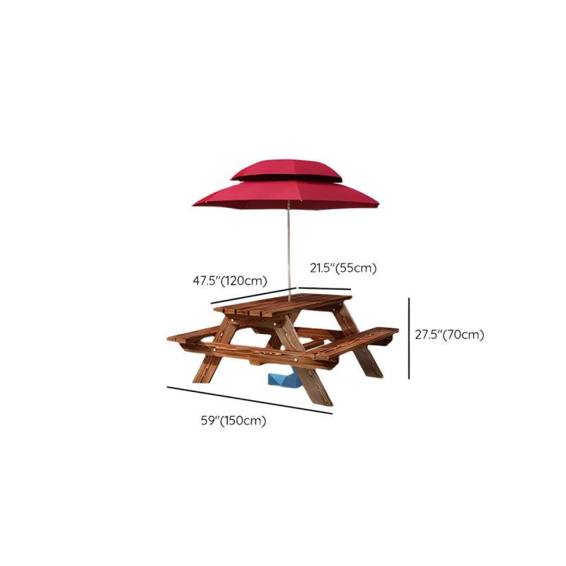 Dimension of Farmhouse Style Patio Table Outdoor Rectangular Wooden Camping Table - Table with Umbrella 47"L x 22"W x 27.5"H Table Only