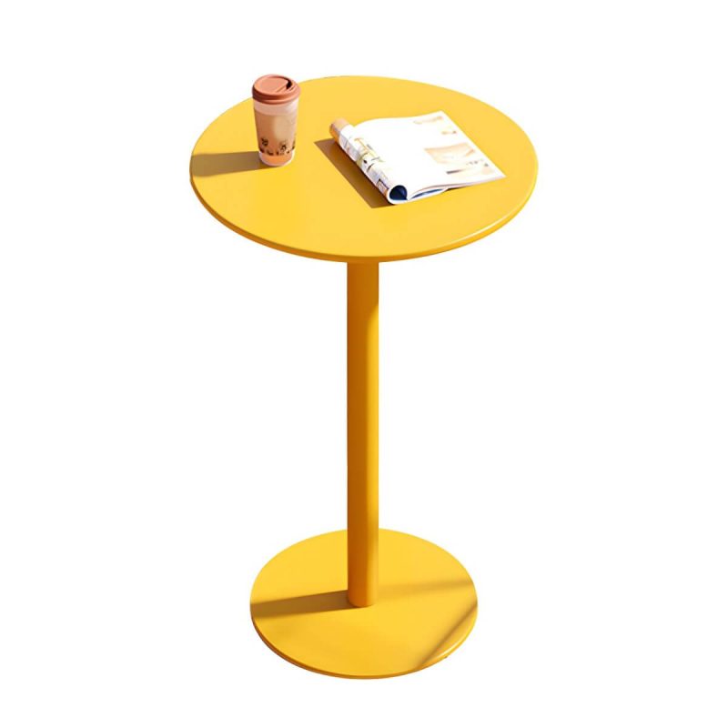 Metallischer runder Patiotisch für 2 Personen ohne Vintage-Optik Industrie-Bartisch - Nur Tisch Gelb