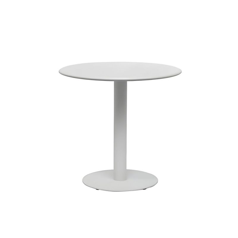 Moderner Stahl-Patio-Chattisch ohne Sonnenschirmloch für Outdoor-Treffen - Nur Tisch Weiß Rund Metall