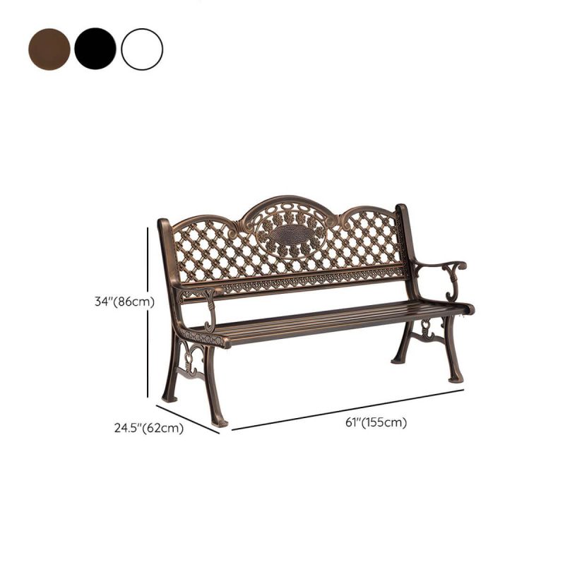 Dimension of Modern Style Metal Park Bench with Legs Water Resistant for Outdoor - Black 61"L x 24"W x 34"H