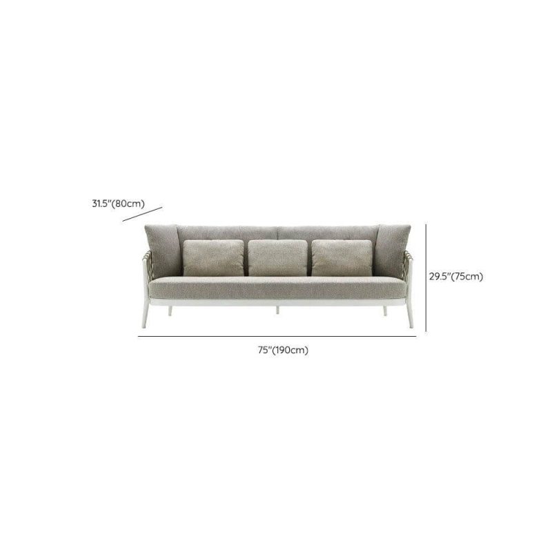 Dimension of White Alloy Sofa, Waterproof for 3 People with Pillow, Trendy Style and Cushion, 3-Seater Sofa