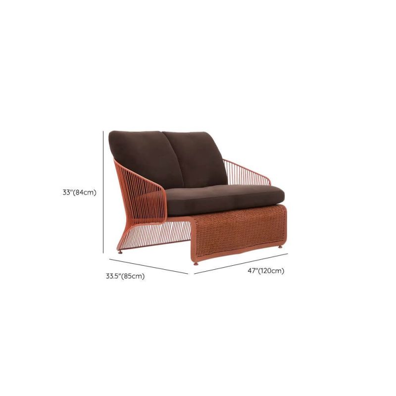 Dimension of Ruby Contemporary Loveseat, UV Resistant with Pillow for 2, Alloy Frame and Cushion, 2-Seater Sofa