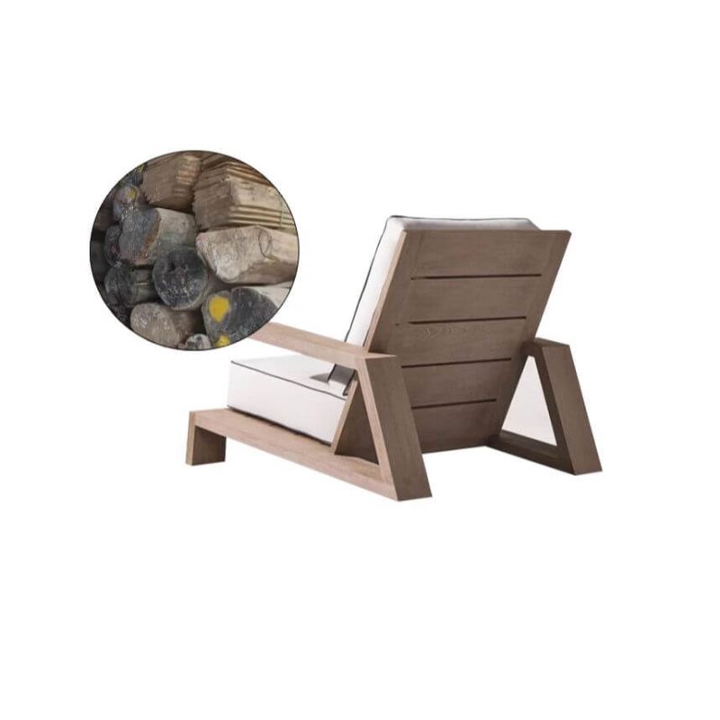 Brauner Holzrahmen Outdoor-Sofagruppe mit Kreide Polyester-Mischung Sofa und gepolstertem Rücken, 4-teiliges Set, 4-teiliges Set (2 Stühle & 1 3-Personen-Sofa & 1 Couchtisch)
