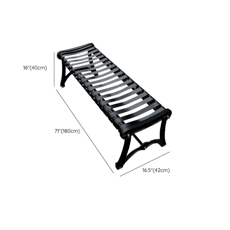 Dimension of "Industrial Park Bench with Waterproof Steel Seating in Black - Water Resistant and Non-Foldable" - 71"L x 17"W x 16"H
