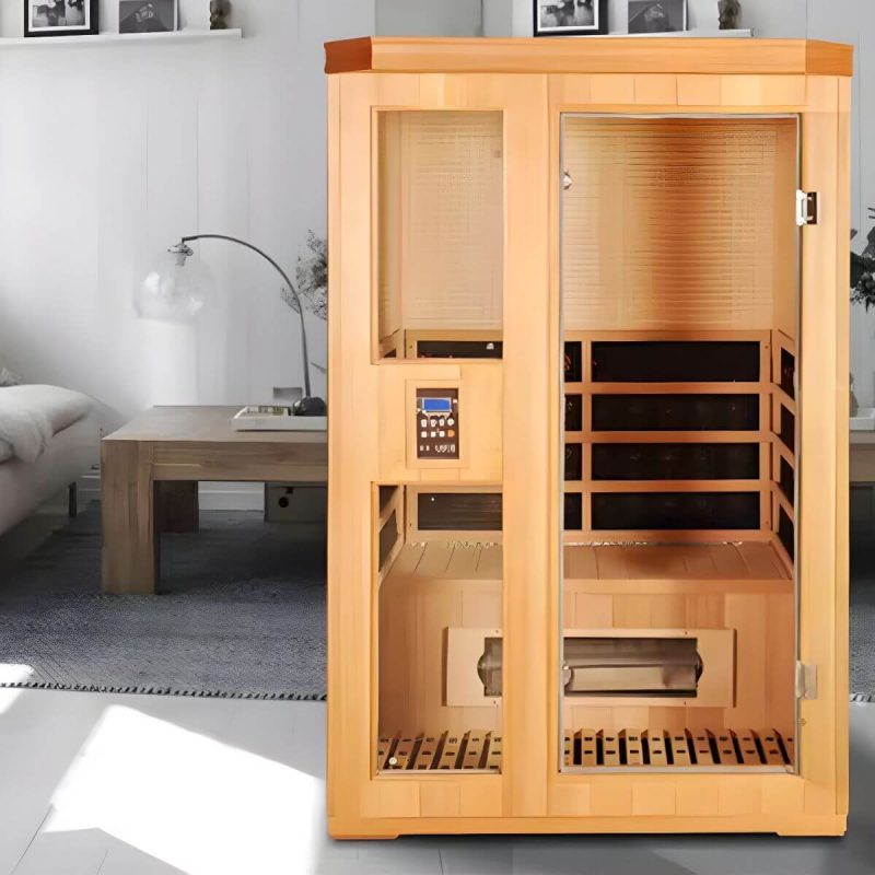 Entspannen und Erholen Sie sich in unserer 1-Sitz Hemlock FAR Infrarotsauna mit LED-Beleuchtung und Bluetooth - 47"L x 43"B x 75"H