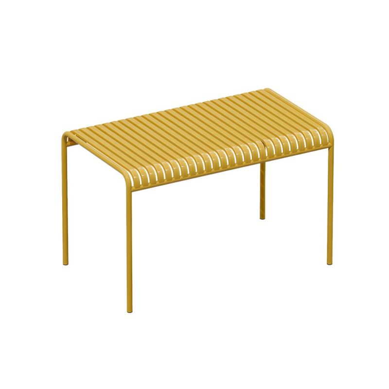 Gelber Metall-Patio-Tisch Zeitgenössischer Stil Wasserbeständig in Rechteckiger/Quadratischer Form - Nur Tisch 47,2"L x 27,6"B x 29,5"H
