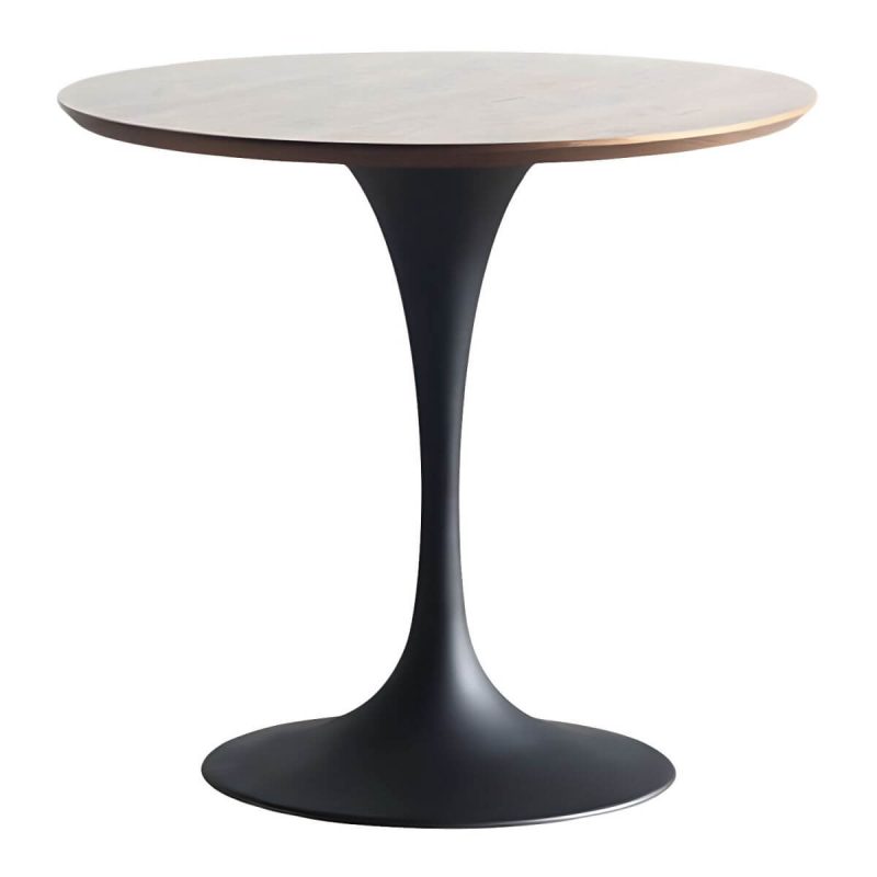 Zeitgenössischer Stil Holz-Patio-Tisch rund mit Metallbeinen in Natur/Braun - Natur Finish 23,6"L x 23,6"B x 28,7"H Nur Tisch