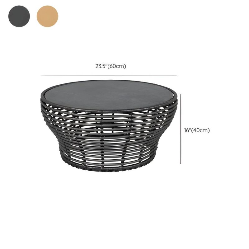 Dimension of Contemporary Style Glass Chat Table Round Shape in Black/Brown - Table Only 24"L x 24"W x 16"H Gold