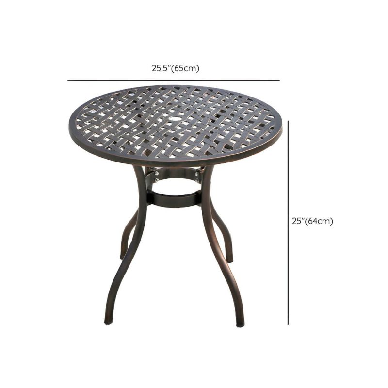 Dimension of Französischer Landhaus-Patio-Tisch im Freien Aluminiumrahmen Beistelltisch - Nur Tisch 26"L x 26"B x 25"H Braun