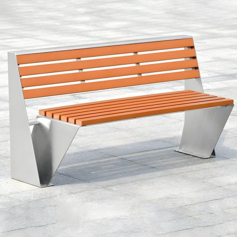 Ohne Armlehnen Industriestil Outdoor-Bank mit Holzsitz und Metallrahmen - Braun 59''L x24"B x 31,5"H