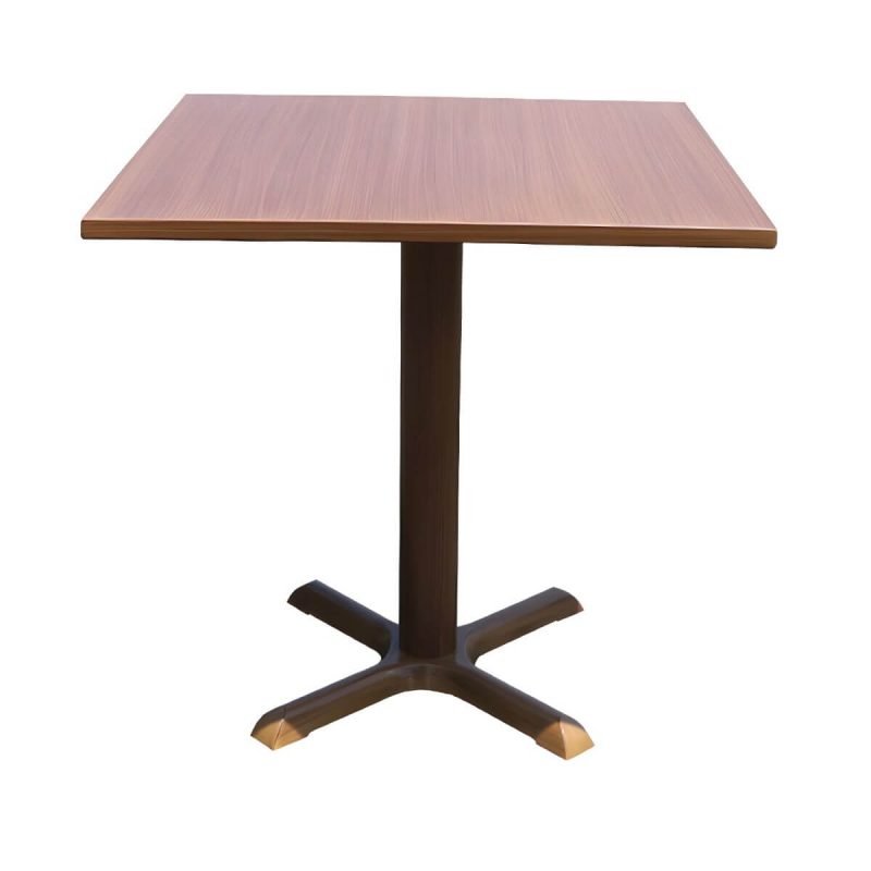 Moderner geometrischer wasserdichter Hof Tisch Metallbasis Outdoor Tisch - Nur Tisch Quadratisch Holzfarbe 70 x 70 x 70 cm