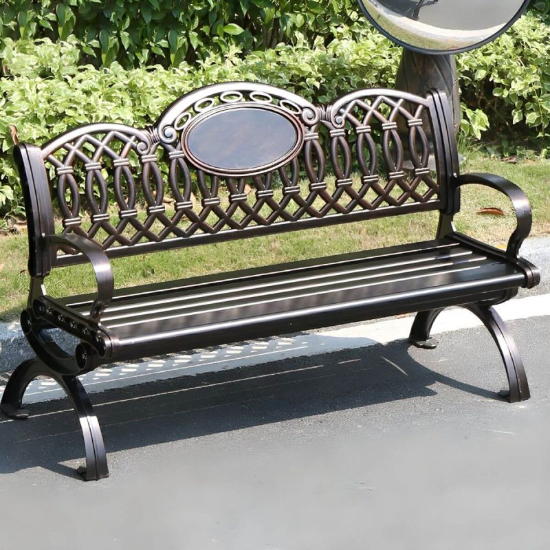 Bohemian Metall Parkbank mit wasserdichtem Design und geschwungenen Armlehnen - Kupfer 51"L x 26"B x 35"H