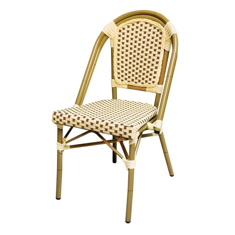 21" Breiter Tropischer Outdoor-Stuhl Rattan Armlehnen Esszimmer Seitenstuhl - Weiß / Grün 8-teiliges Set