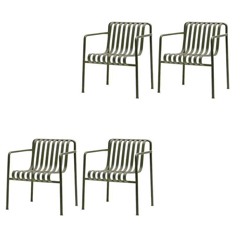 Moderner Gartenstuhl Grün Offene Rückenlehne Mit Armlehne Patio Esszimmer Armlehnenstuhl - 29"L x 31"B x 28"H 4-teiliges Set