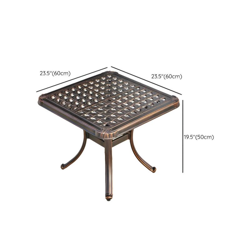 Dimension of Französischer Landhaus-Patio-Tisch im Freien Aluminiumrahmen Beistelltisch - Nur Tisch 23,6"L x 23,6"B x 20"H Braun