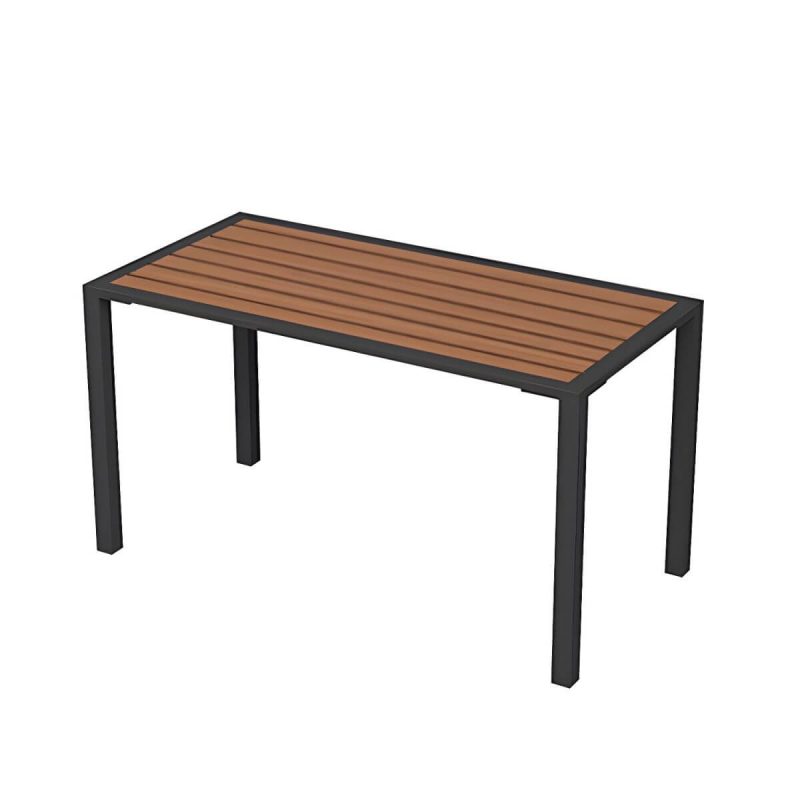 Zeitgenössischer Holz-Patio-Tisch wetterbeständig in rechteckiger/quadratischer Form - Braun 47,2"L x 23,6"B x 29,5"H Nur Tisch