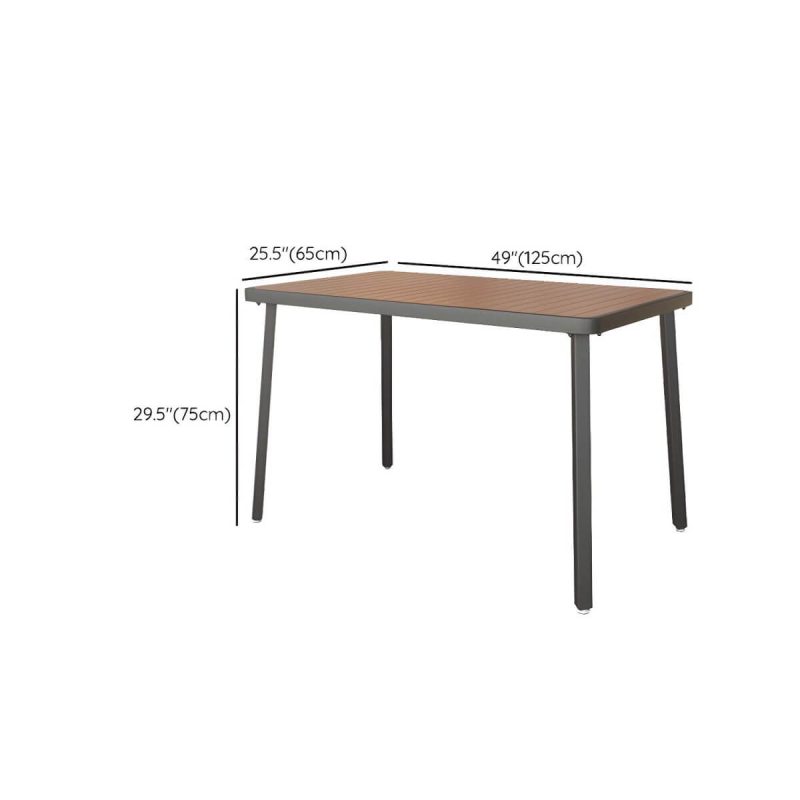 Dimension of Modern Waterproof Wood Courtyard Table Geometric Outdoor Table - Table Only 49.2"L x 25.6"W x 29.5"H