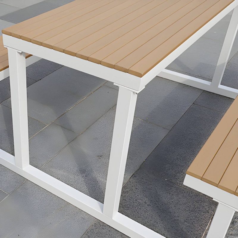 Zeitgenössischer unbehandelter rechteckiger Picknicktisch UV-beständiger Picknicktisch - 47"L x 69"B x 29"H Sonnenschirmloch enthalten Nur Stahltisch