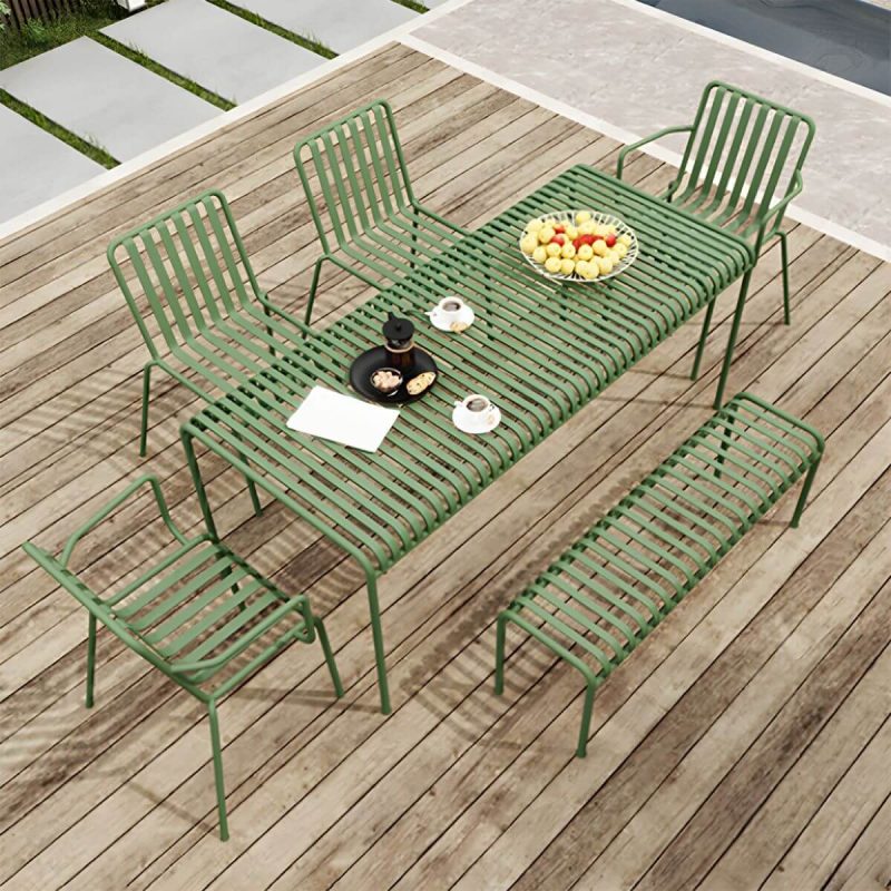 Moderner Gartenstuhl Grün Offene Rückenlehne Mit Armlehne Patio Esszimmer Armlehnenstuhl - 29"L x 31"B x 28"H 8-teiliges Set