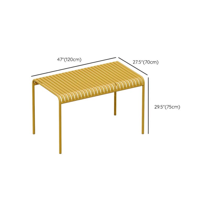 Dimension of Yellow Metal Patio Table Contemporary Style Water Resistant in Rectangular/Square Shape - Table Only 47.2"L x 27.6"W x 29.5"H