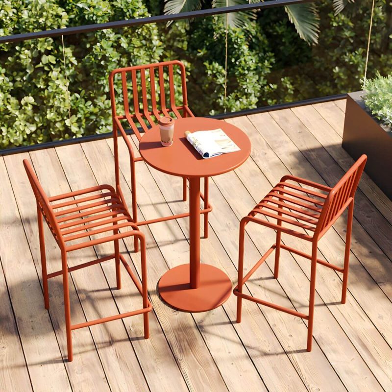 Outdoor-Tisch mit Sockelbasis Metalltisch - 24" B X 24" L X 41" H - Nur schwarzer Tisch