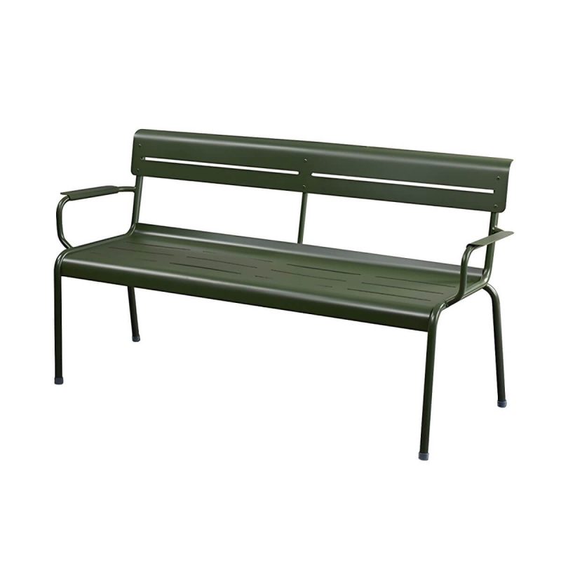 Wasserfeste Parkbank im skandinavischen Stil mit Aluminium-Sitzfläche und Rückenlehne - Grün 160 x 55 x 82 cm