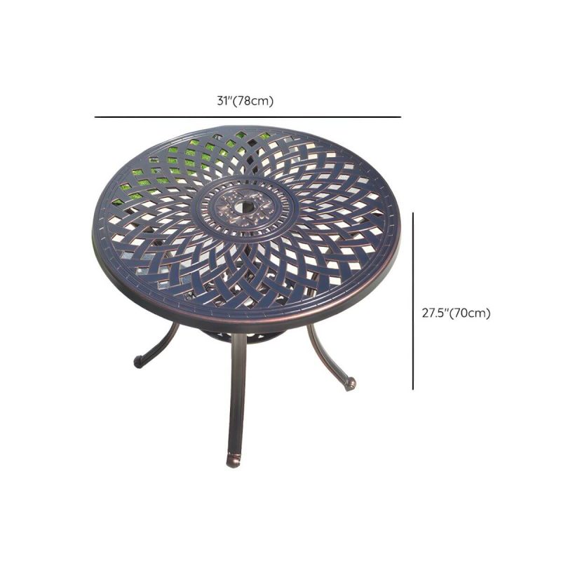 Dimension of Französischer Landhaus-Patio-Tisch im Freien Aluminiumrahmen Beistelltisch - Nur Tisch 31"L x 31"B x 28"H Braun