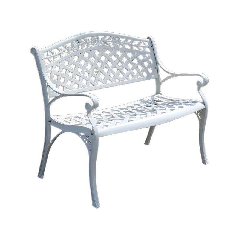 Bohemian Metall Parkbank mit wasserdichtem Design und geschwungenen Armlehnen - Kupfer 39"L x 24"B x 34"H