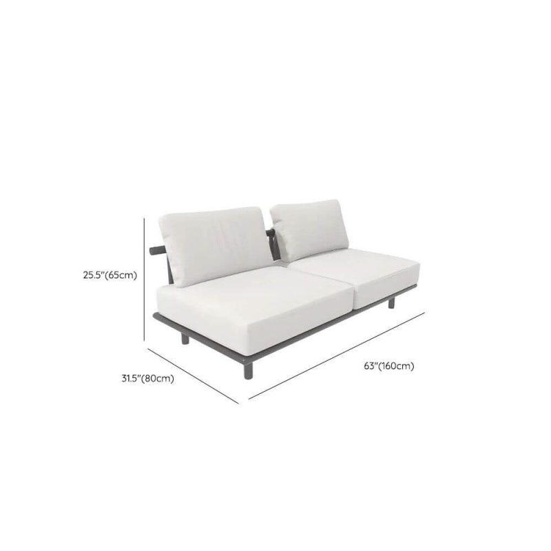 Dimension of Waterproof Light Gray Alloy Loveseat with Pillow for 2, Trendy Cushion, Midposition Loveseat