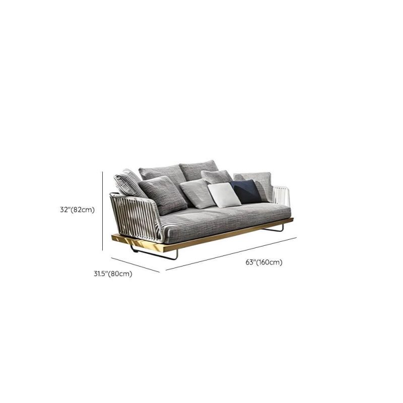 Dimension of Trendy Waterproof Black Loveseat for 2 with Alloy Frame, Pillow, Cushion, 2-Seater Sofa