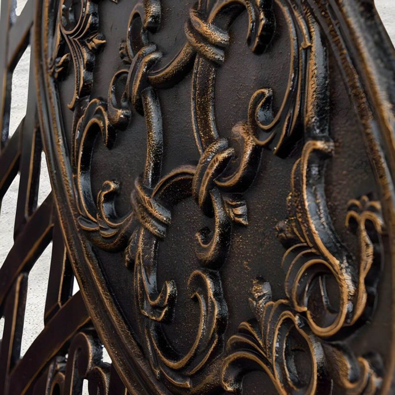Bohemian Metal Park Bank mit wasserdichter und wasserabweisender Design, mit Armlehnen und Rückenlehne - Weiß 50"L x 20"B x 33"H
