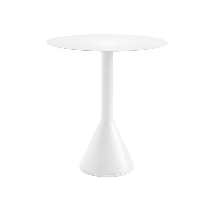 Weißer Metall-Patio-Tisch im zeitgenössischen Stil, wasserbeständig für den Außenbereich - Nur Tisch 60 cm L x 60 cm B x 75 cm H Quadratisch
