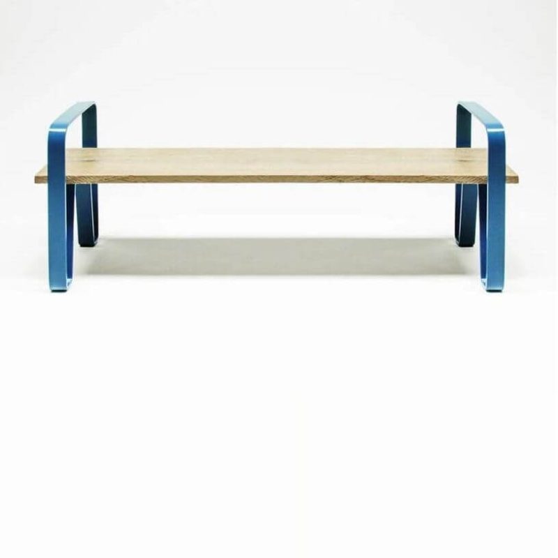 Parkbank in modernem Stil mit geschwungenen Armlehnen, Rückenlehne, Holz, 47"L x 16"B x 33"H