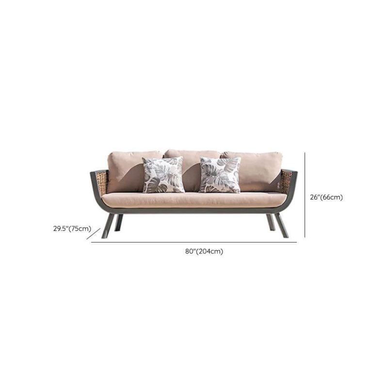 Dimension of Gray Trendy Alloy Sofa for 3 People UV Resistant with Pillow and Cushion, 3-Seater Sofa