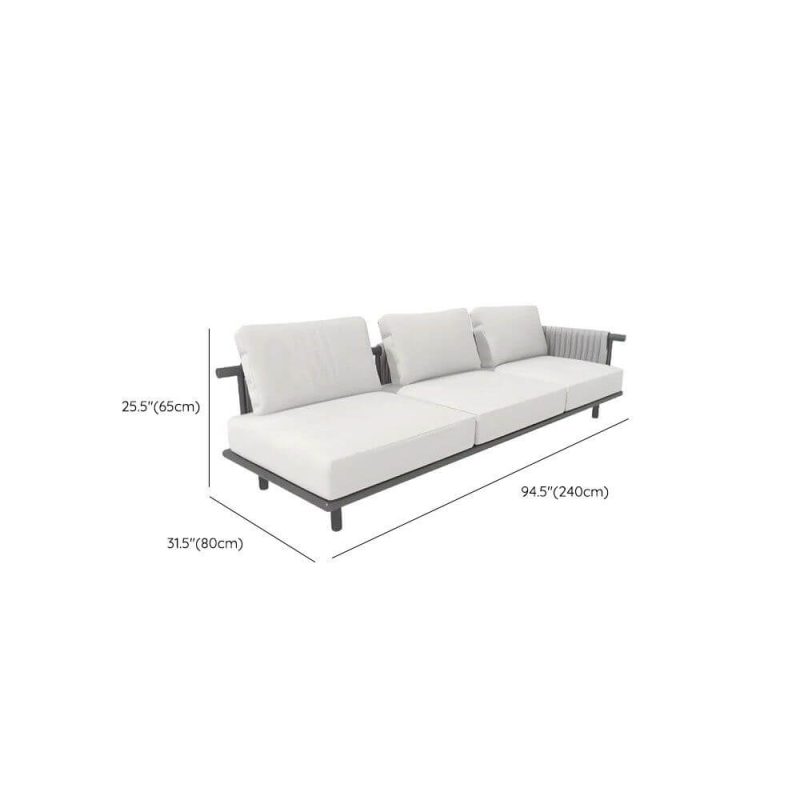 Dimension of Waterproof Light Gray Alloy Sofa, 3 People with Pillow, Trendy Cushion, 3-Seater Corner Sofa