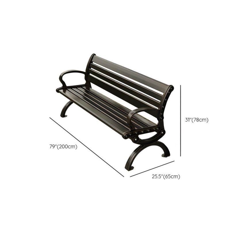 Dimension of Traditional Bronze Metal Outdoor Waterproof Park Bench for All Seasons - 79"L x 25.5"W x 31"H