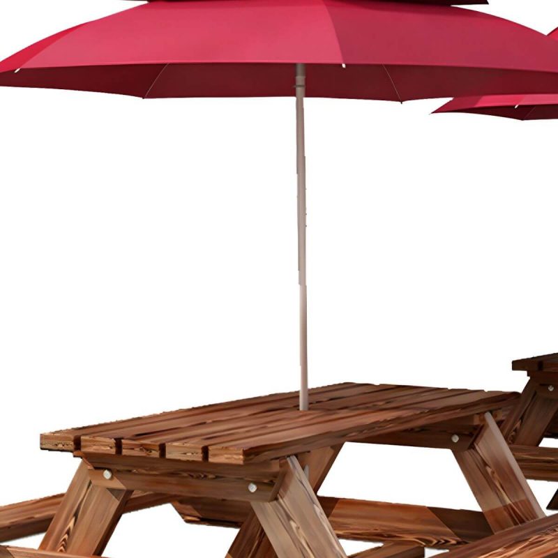 Farmhouse-Stil Patio Tisch Outdoor Rechteckiger Holztisch Campingtisch - Tisch mit Sonnenschirm 59"L x 22"B x 28"H Nur Tisch