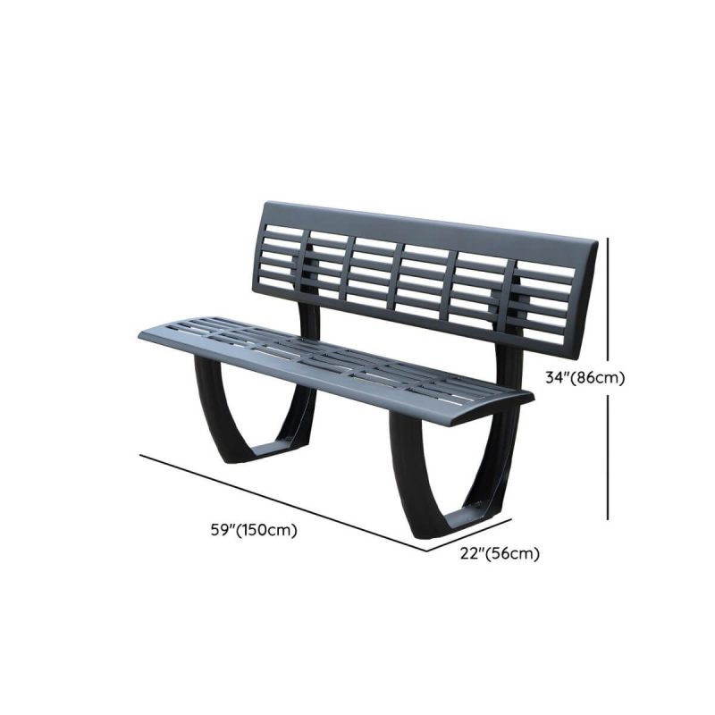 Dimension of Industrial Back Outdoor Bench Matte Park Bench 47.2"/59" in Aluminum - 59"L x 22"W x 34"H