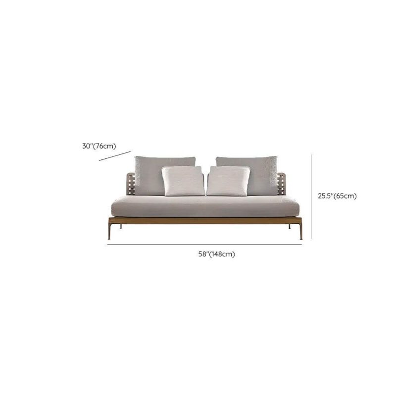 Dimension of Waterproof Light Gray Teak Loveseat with Pillow for 2, Trendy Style and Cushion, Midposition Loveseat