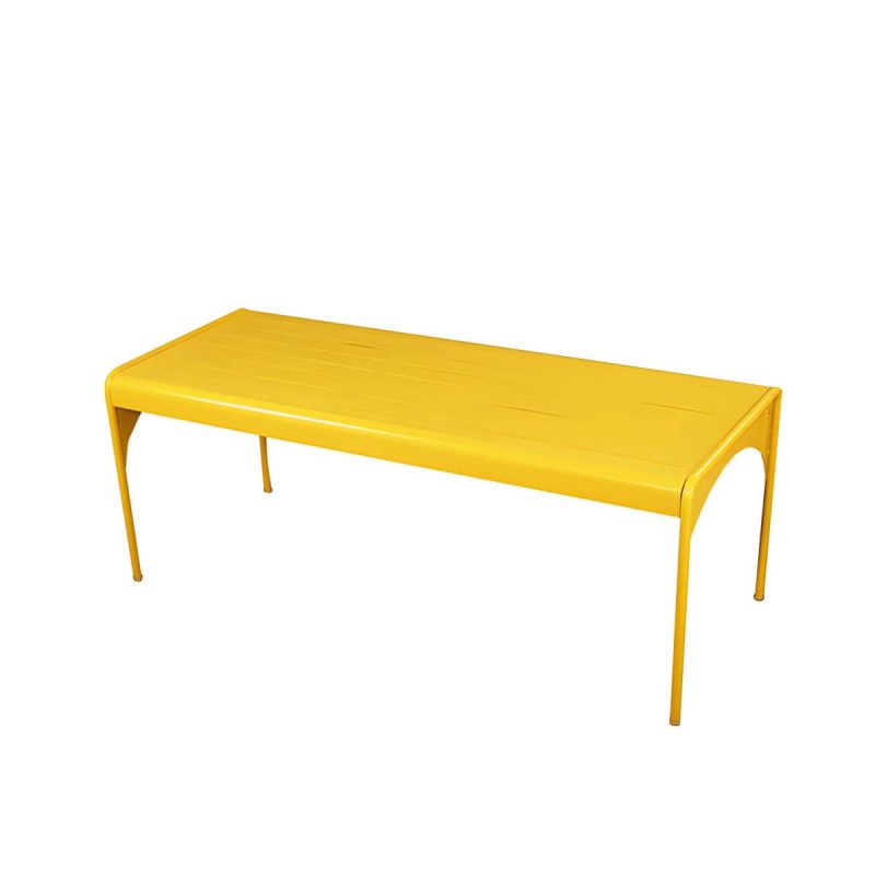 Rechteckiger Terrassentisch im zeitgenössischen Stil aus wasserbeständigem Aluminium - Gelb 180 x 80 x 75 cm Nur Tisch