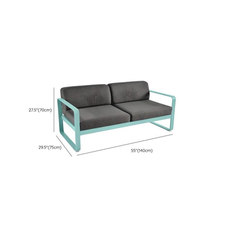 Dimension of Light Green Loveseat, UV Resistant with Pillow for 2, Alloy Frame, Trendy Style and Cushion, 2-Seater Sofa